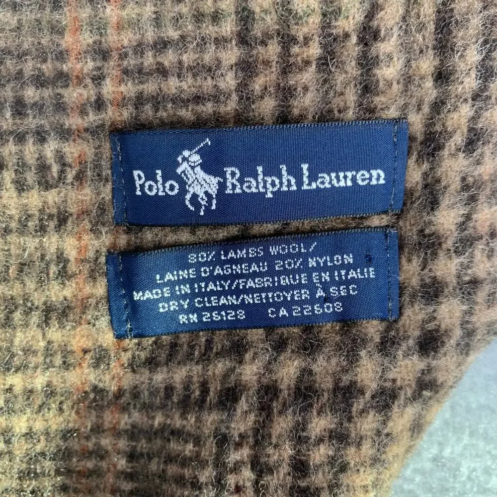 Polo Ralph Lauren Wool Blend Red Plaid Fringe Scarf Old Money Quiet Luxury - Picture 3 of 4